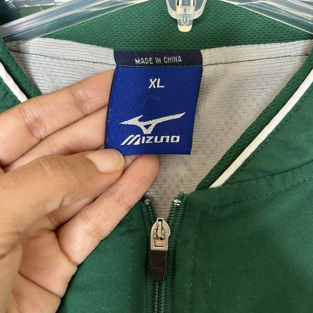Mizuno Track Jacket Mens XL Green Running 1/4‎ Zip Lined Pockets Vented Back